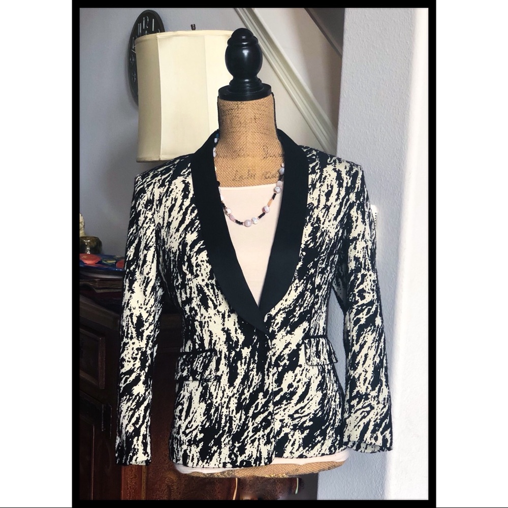 Rag & Bone Black Print 3/4 Sleeve Jacket
